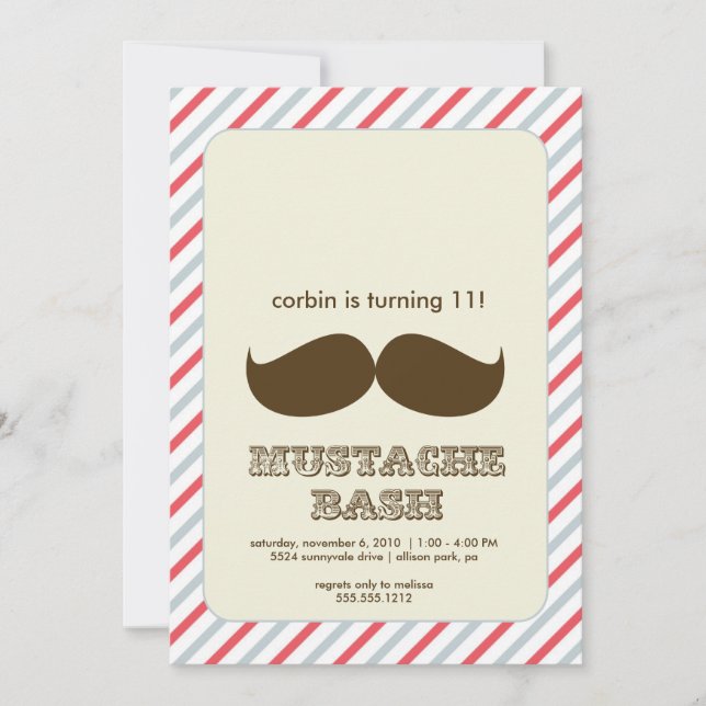 convite para uma festa com bigode (Frente)
