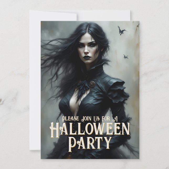 Convite para uma Noite de Halloween Gótico de Mist (Frente)