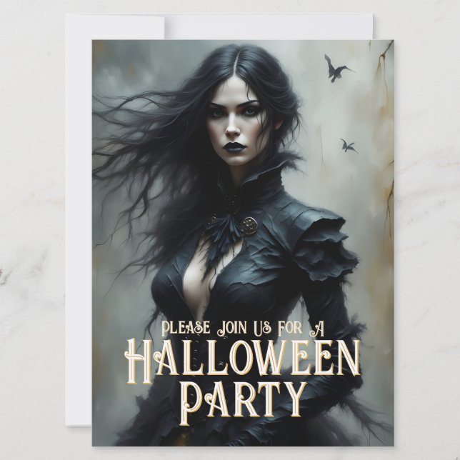 Convite para uma Noite de Halloween Gótico de Mist (Frente)