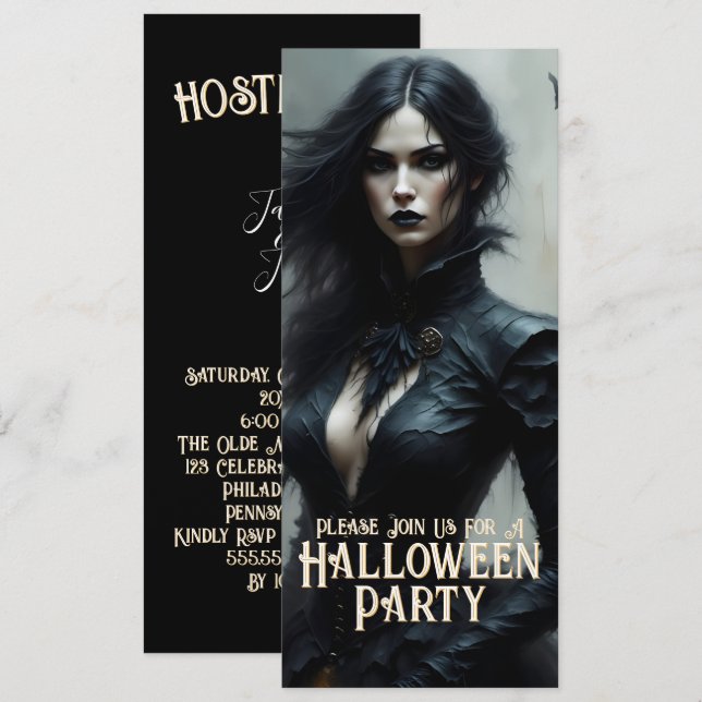 Convite para uma Noite de Halloween Gótico de Mist (Frente/Verso)
