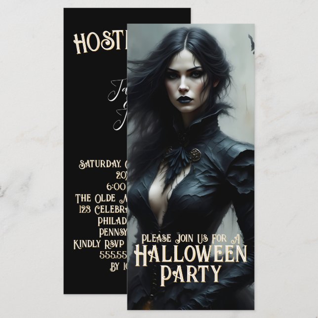 Convite para uma Noite de Halloween Gótico de Mist (Frente/Verso)