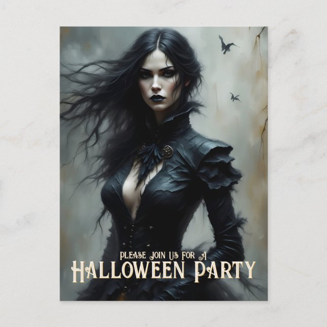 Convite para uma Noite de Halloween Gótico de Mist (Frente)