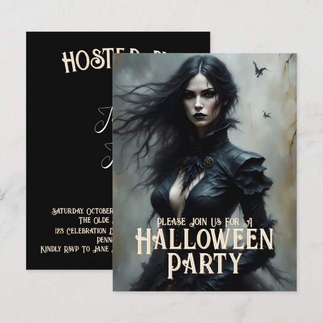 Convite para uma Noite de Halloween Gótico de Mist (Frente/Verso)