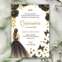 Convite para uma Quinceañera com floral elegante