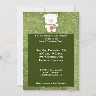 Convite para Urso Polar de Natal de inverno 5x7