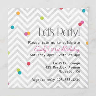 Convite para Vamos Party Chevron e Dot