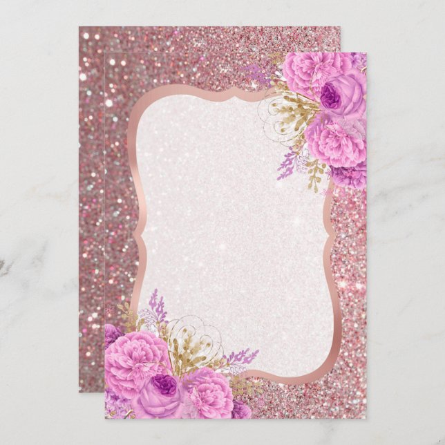 Convite para Vazio Floral Roxo da Literatura (Frente/Verso)