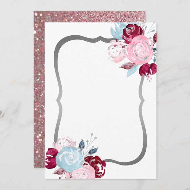 Convite para Vazio Floral Roxo da Literatura (Frente/Verso)