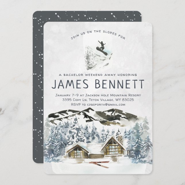 Convite para Viagem de Fim de Semana de Esqui da D (Frente/Verso)