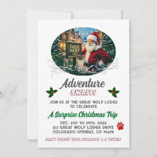 Convite para Viagem Surpresa de Natal Great Wolf L