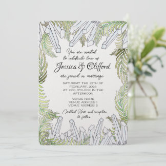 Convite para Watercolor Crystal e Fern Wedding
