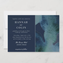 Convite para Watercolor Emerald Abstrato Marinho d