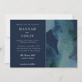 Convite para Watercolor Emerald Abstrato Marinho d