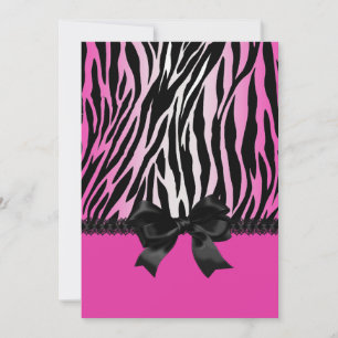 Convite para Zebra Rosa Sassy com Arco