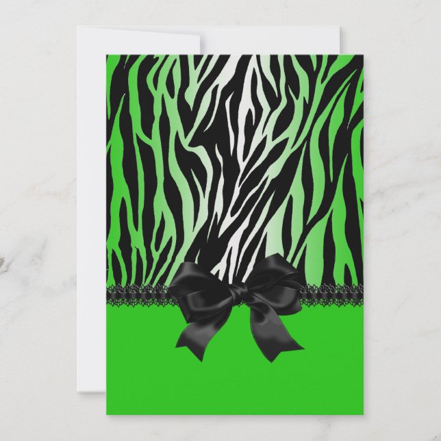 Convite para Zebra Verde Sassy com Arco (Frente)