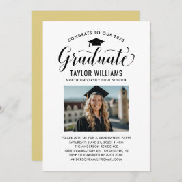 Convite Parabéns a nossa foto de script preto de Formando