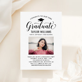 Convite Parabéns a nossa foto de script preto de Formando