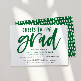 Convite Parabéns ao Graduado Green Brush Script Graduação