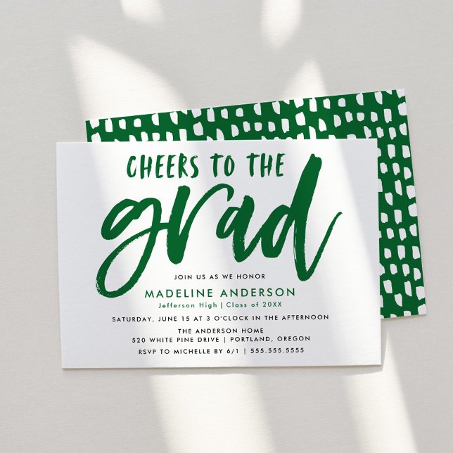 Convite Parabéns ao Graduado Green Brush Script Graduação (Criador carregado)