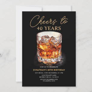 Convite Parabéns ao Whiskey Festa de Aniversário em Aquare