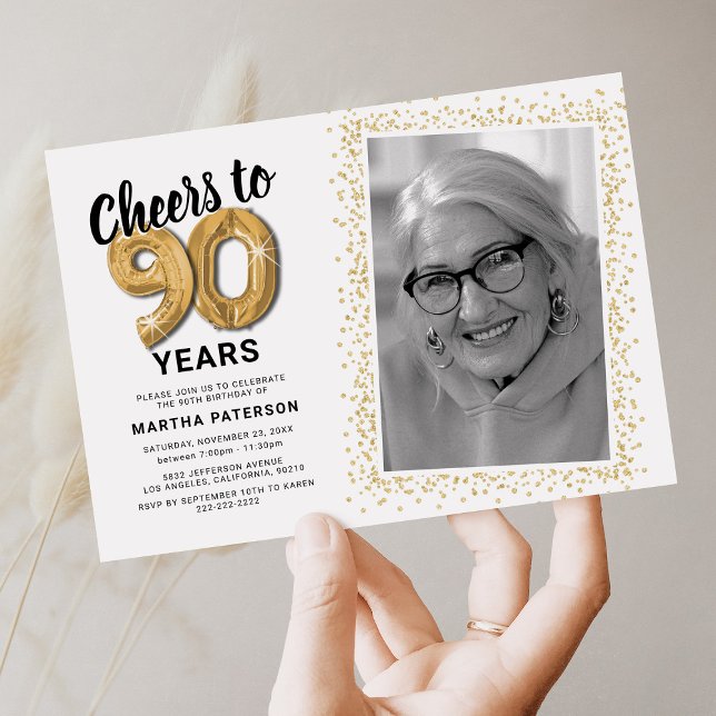 Convite Parabéns aos Noventa Anos Fotografia do 90º Aniver (Criador carregado)