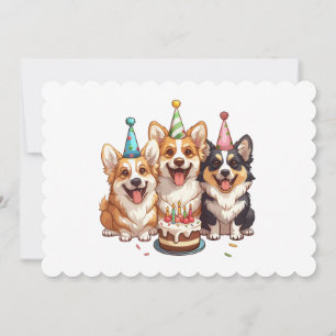 Convite Parabéns, Cães Corgi.