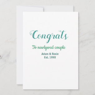 Convite Parabéns casal de casamento azul verde nome ano es