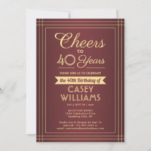 Convite Parabéns de Aniversário em qualquer Ano Burgundy &