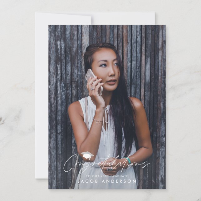 Convite Parabéns de graduação fotografia simples de cinza  (Frente)