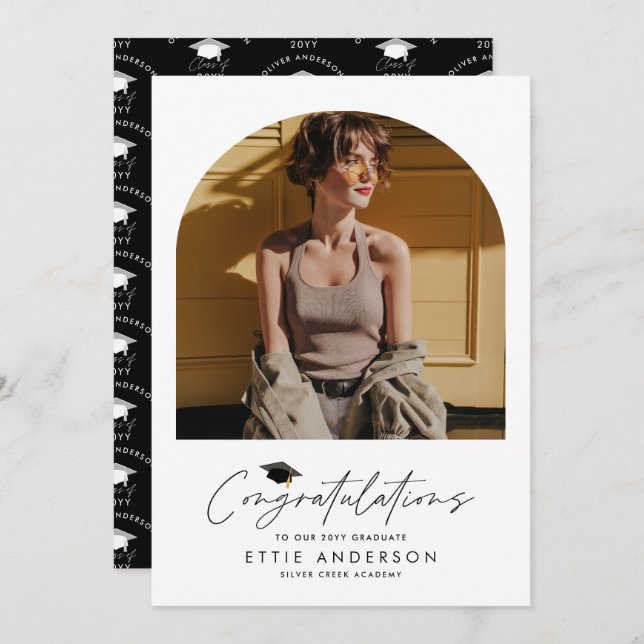 Convite Parabéns de graduação simples, foto moderna (Frente/Verso)