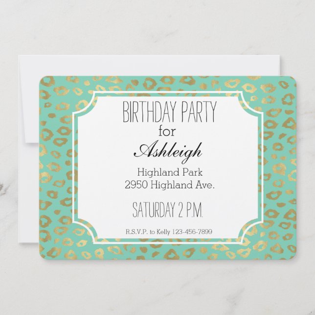 Convite Parabéns de Impressão do Dourado Mint Ombre (Frente)