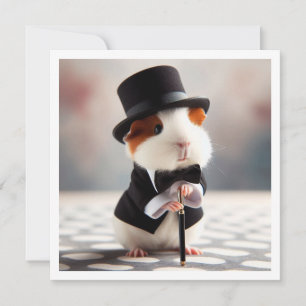 Convite Parabéns de porco guineense, gravata negra de porc