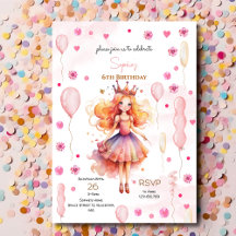 Parabéns de princesa rosa e balões