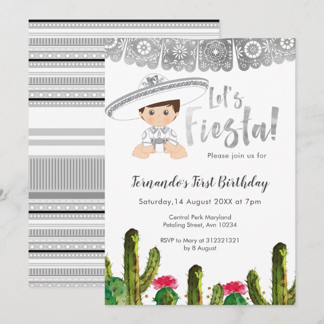 Convite Parabéns do Silver Fiesta Charro (Frente/Verso)