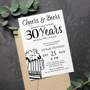 Convite Parabéns e cervejas 30 anos homens festa de aniver