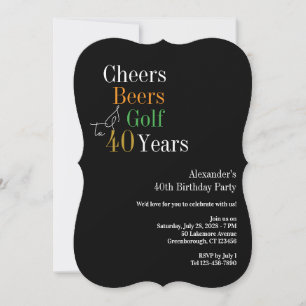 Convite Parabéns e Cervejas de Golfe Aniversário de 40 Ano