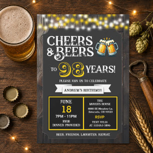 Convite Parabéns e Cervejas para 98 Anos de Churrasco de A