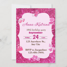 Convite Parabéns e Glamor Girly Glitter