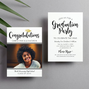 Convite Parabéns Festa de Formatura Foto Capa Dourada