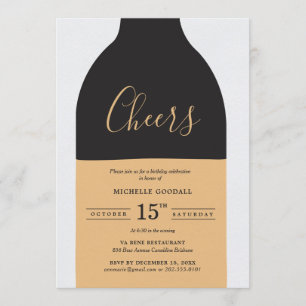 Convite Parabéns Garrafa de Vinho Festa de Aniversário Adu