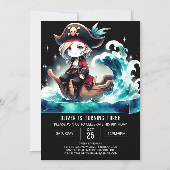 Convite Parabéns Maiestosos Piratas (Frente)