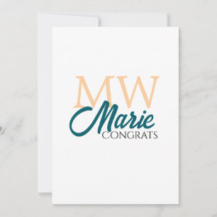 Convite Parabéns monograma de formatura laranja azul ano 2