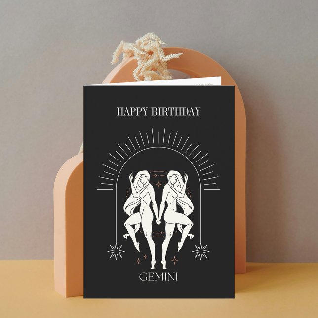 Convite Parabéns Mystic Gemini Zodiac Horoscope Card (Happy Birthday Mystic Gemini Zodiac Horoscope Card)