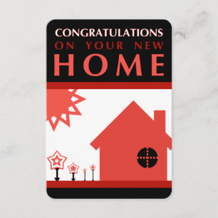 Convite parabéns na nova casa (formas vermelhas)