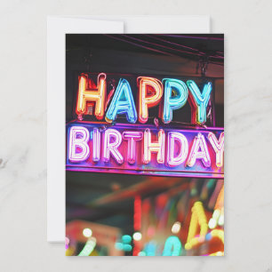 Convite Parabéns - Neon Sign Letters Banner Aniversário