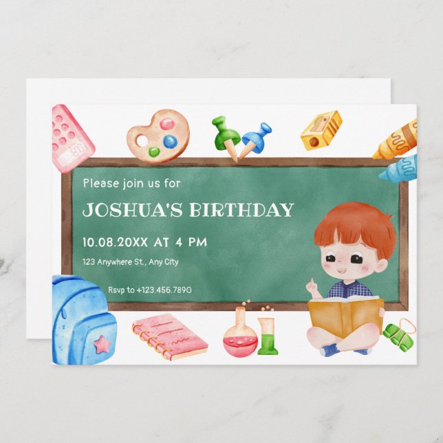 Convite Parabéns para crianças da escola (Frente/Verso)