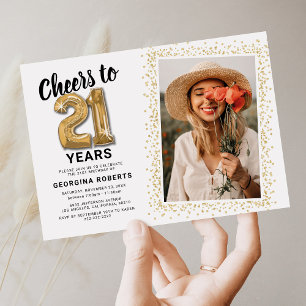 Convite Parabéns para Fotos de Aniversário de 21 anos