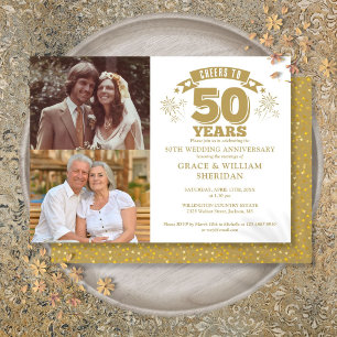 Convite Parabéns pelo 50º Aniversário de Casamento 2 Fotos