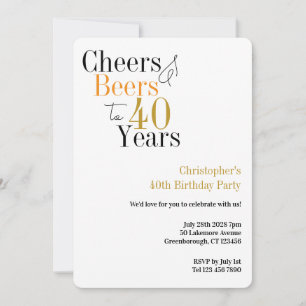 Convite Parabéns pelos 40 Anos, Cheers e Cervejas Festa Mi