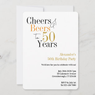 Convite Parabéns pelos 50 Anos e Cervejas Festa Minimalist
